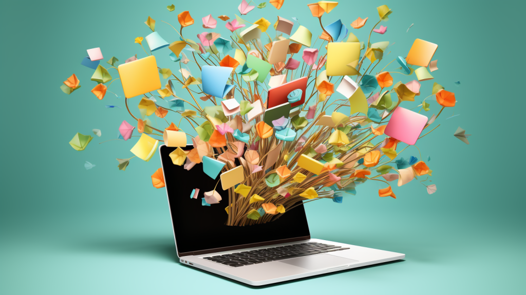 Laptop waar post-its uitkomen