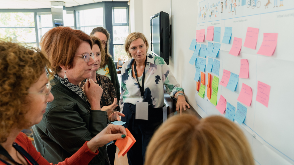 Gedragen visie en strategie met foto van post-it plakkende deelnemers
